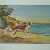 Ancient dog painting and landscape