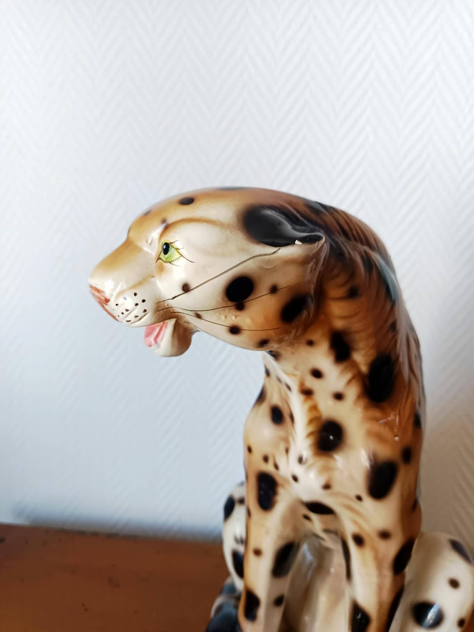 Vintage ceramic leopard, Italy 1970