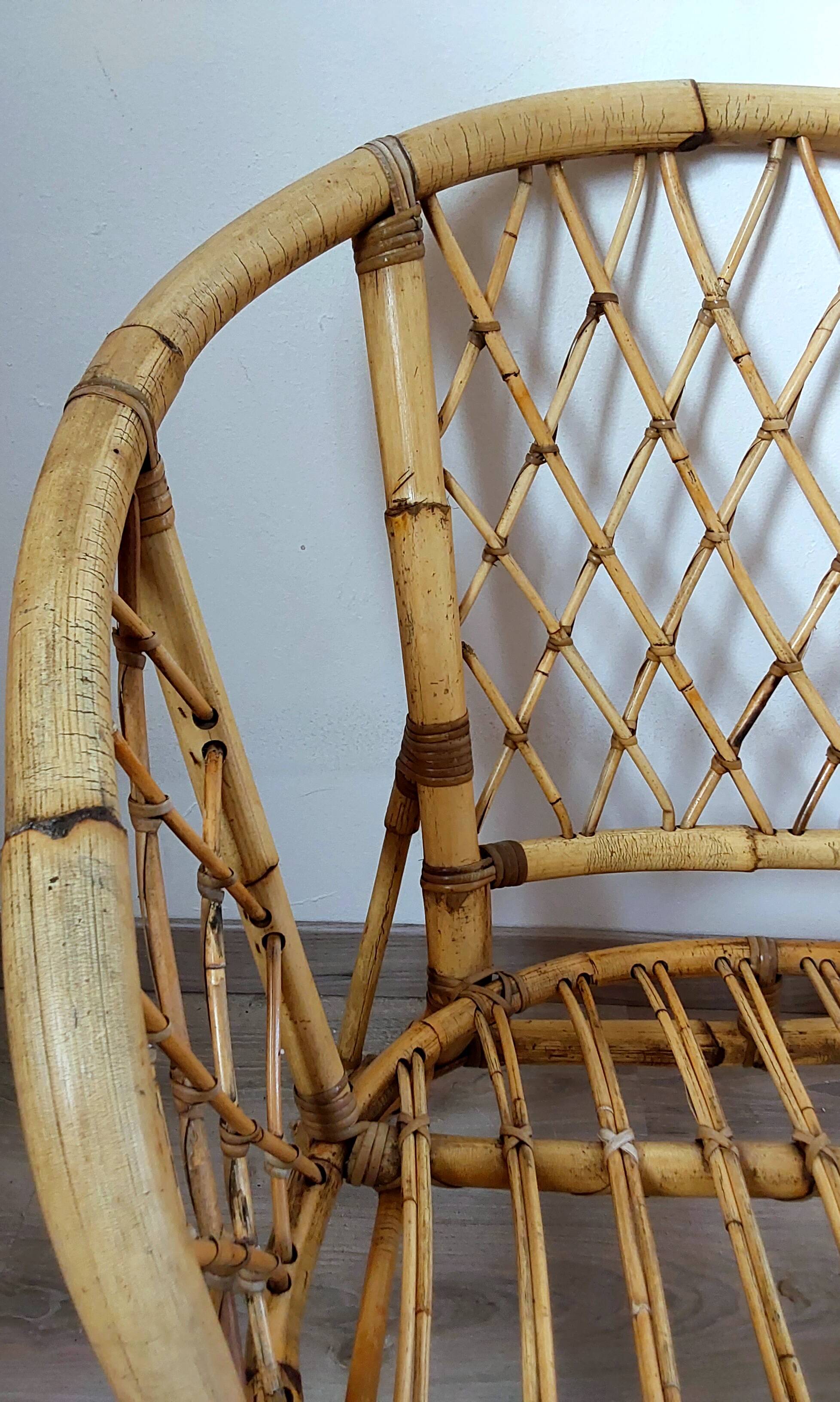 Banquette en rotin vintage