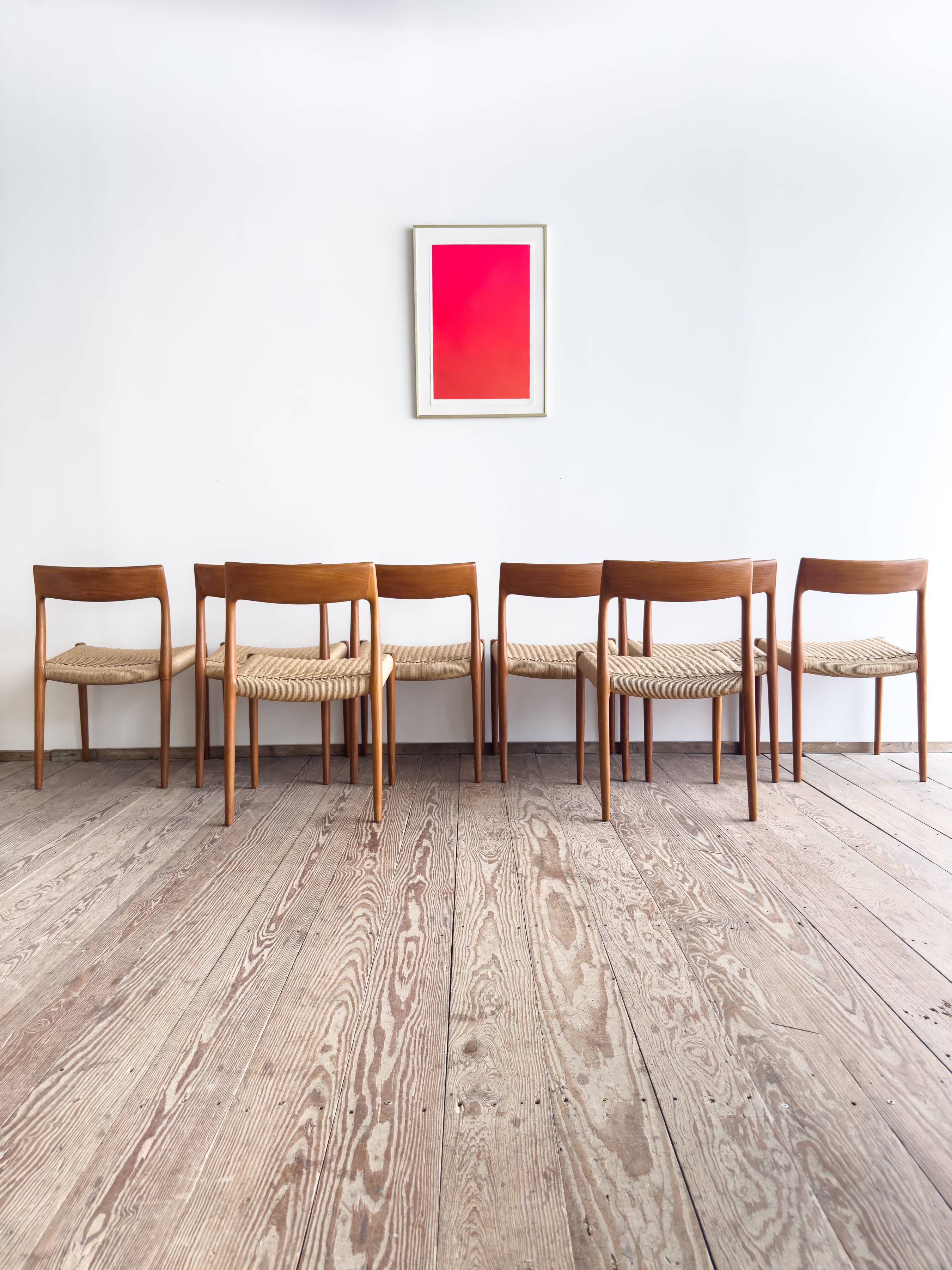 Chaises danoises en teck Mid-Century par Niels O. Møller # 77, set de 8