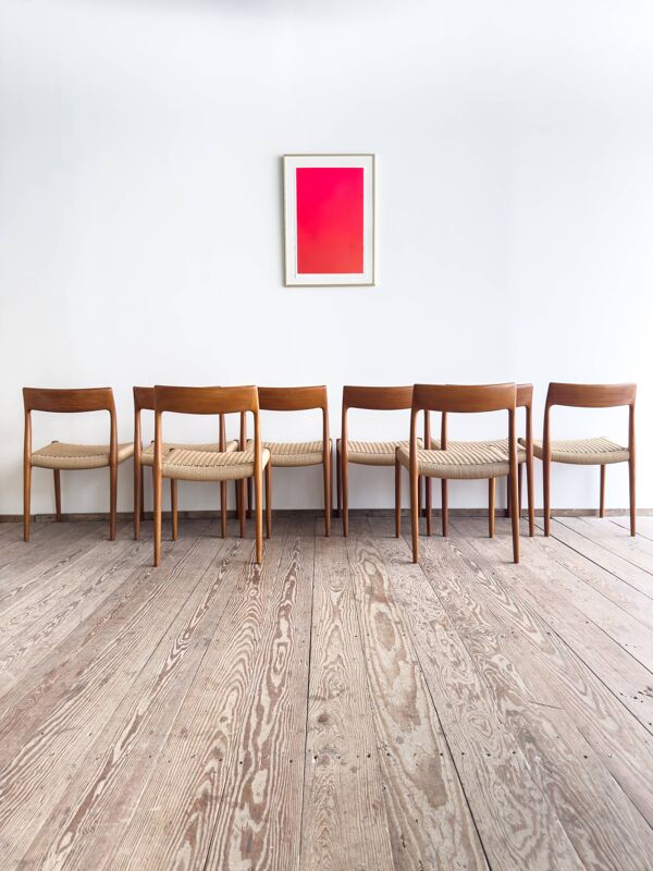 Chaises danoises en teck Mid-Century par Niels O. Møller # 77, set de 8