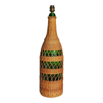 XL bottle lamp foot dressed in rattan 50s