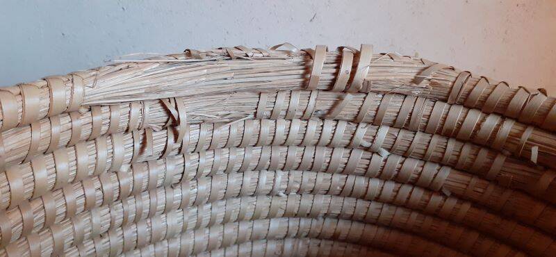 Panière corbeille ronde vintage en paille