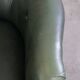 Fauteuil Chesterfield en cuir de vachette vert de style anglais