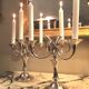 Ercuis House. Pair of three-light candelabra in silver-plated metal