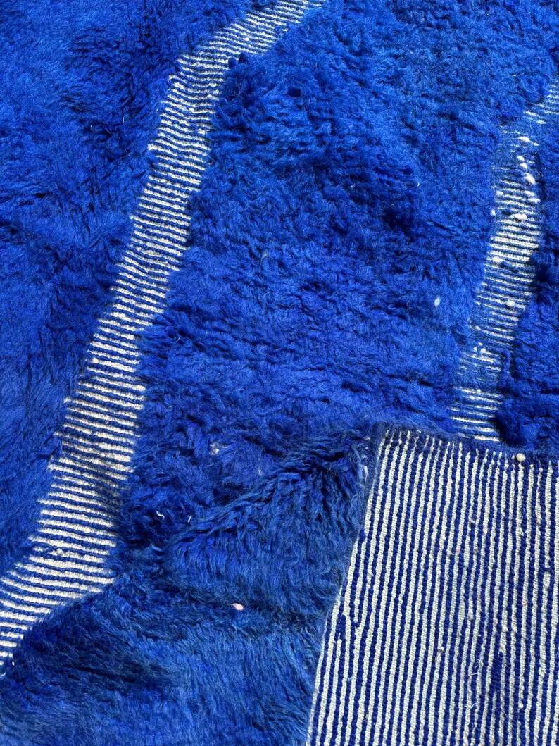 Handmade Moroccan rug blue 210x300 cm – | Geometric rug with checkerboard pattern | Boho vintage interior decoration