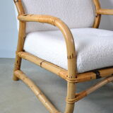 Bamboo armchair rattan buckle 1970