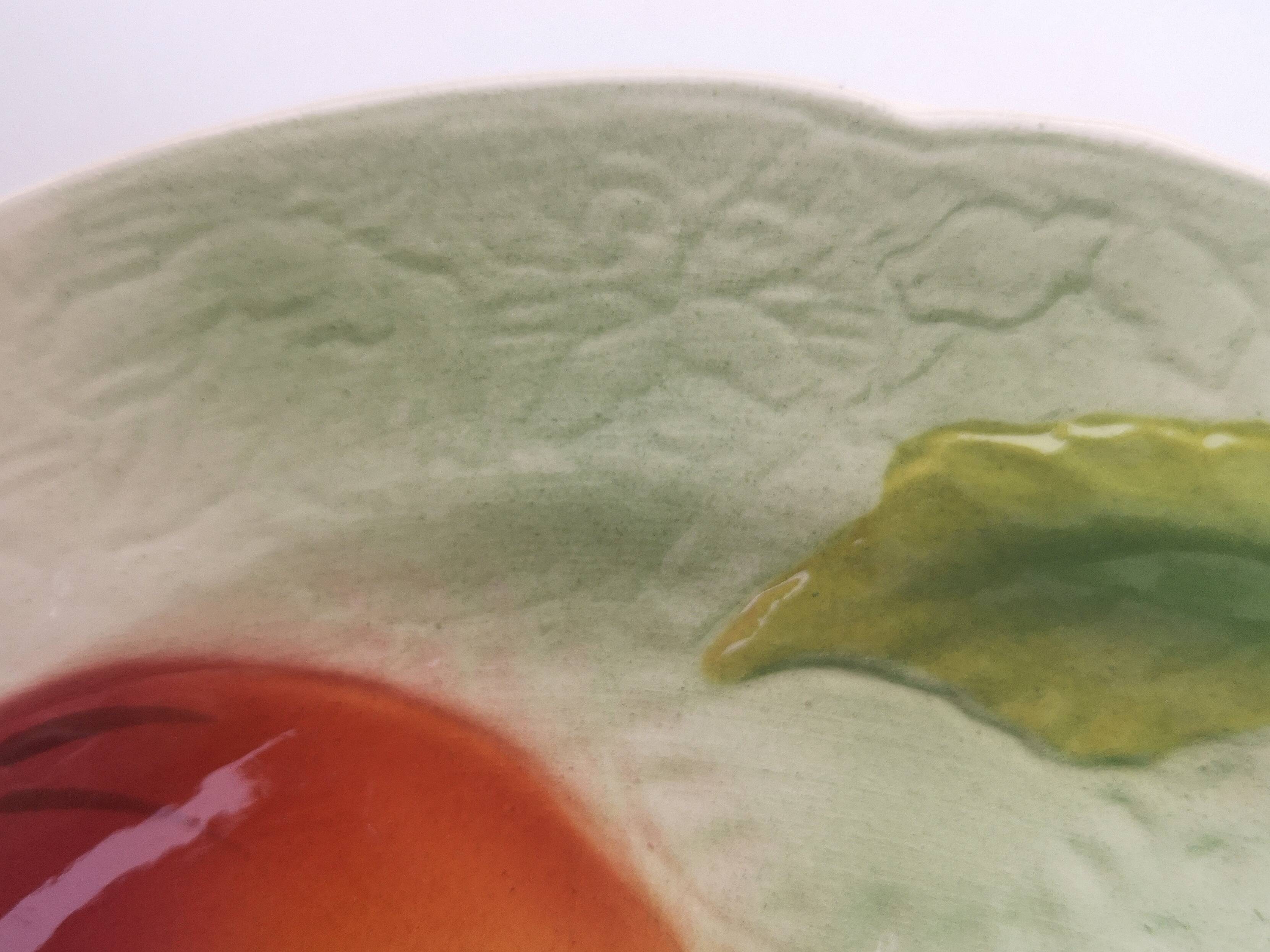 Old dessert plate in barbotine, St Clément factory