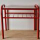 Vintage side table in red tubular steel - smoked glass window - 1980s