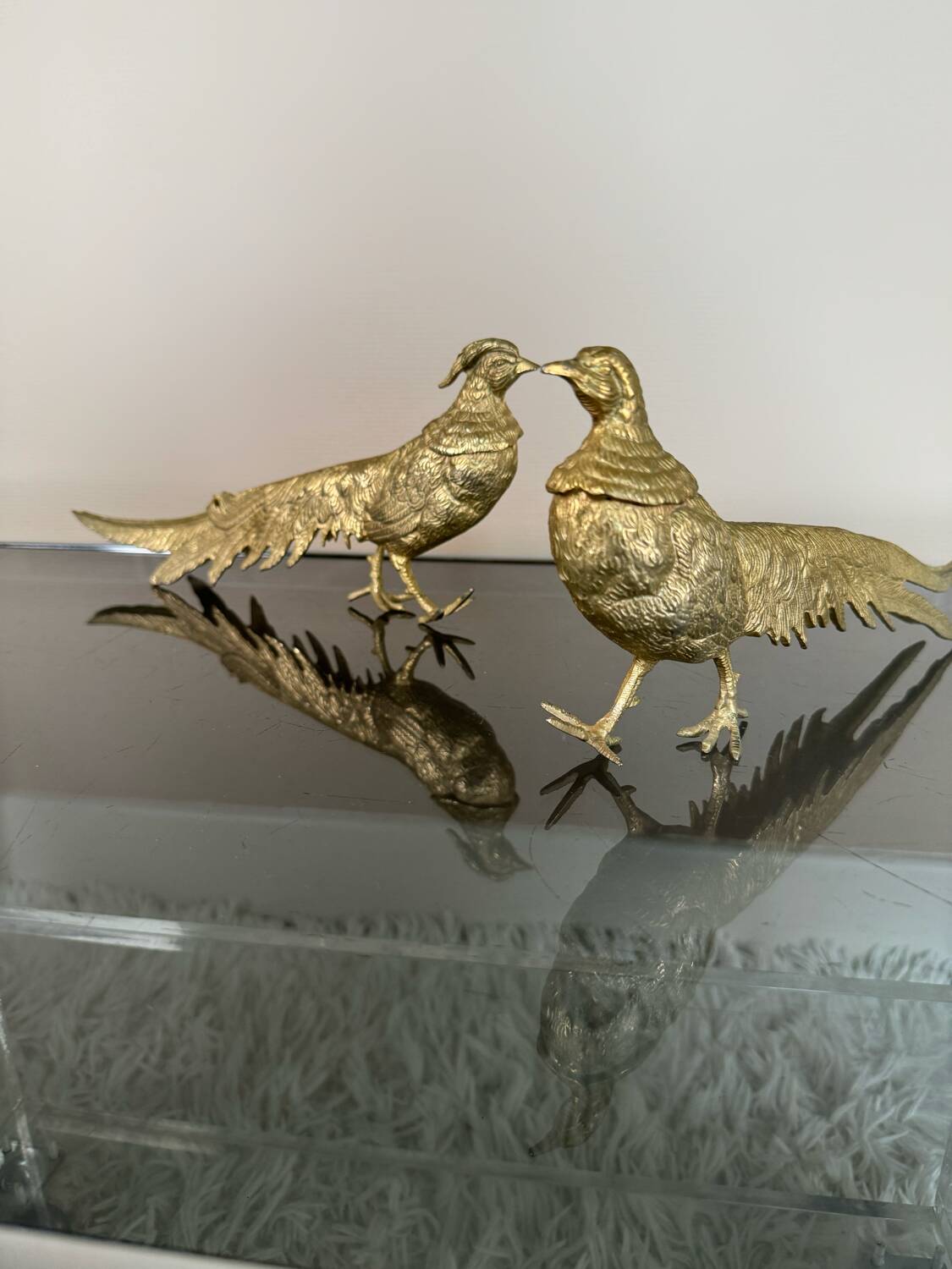 Decorative brass pheasants from the 70s (X2)