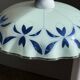 Vintage suspension in white and blue glass with wavy edge D46 H53