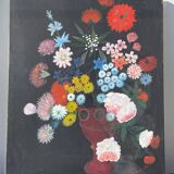 Bouquet de fleurs huile sur toile signé