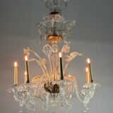 Lustre en verre de murano incolore 8 bras de lumière vers 1890