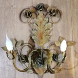 Paire d'appliques florentines anciennes en fer forgé bellina illumina