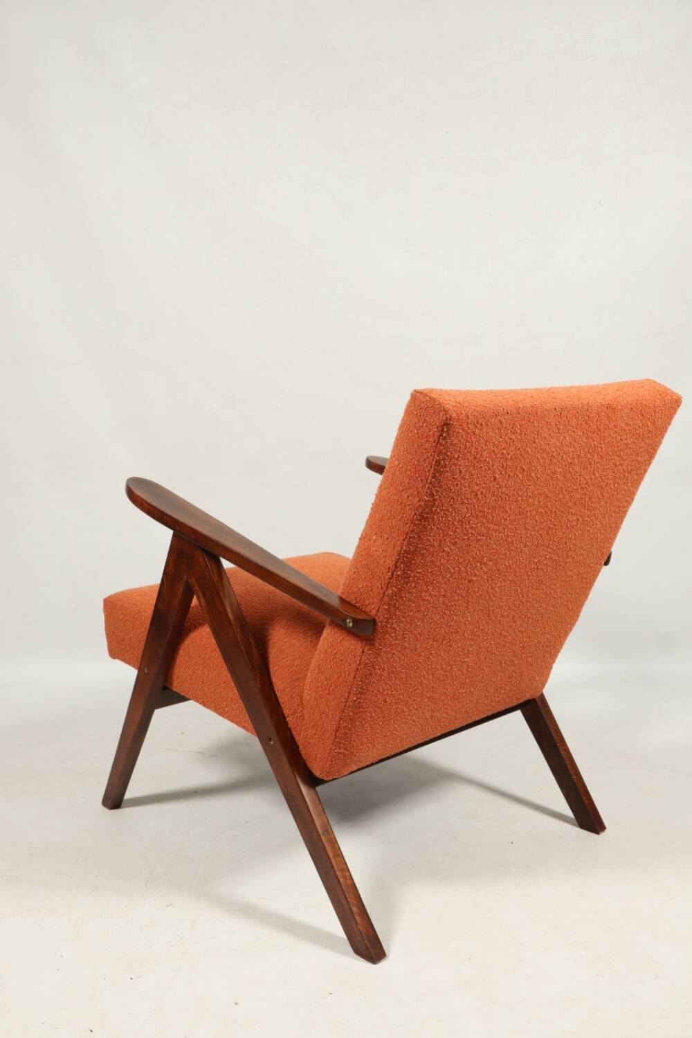 Fauteuil vintage orange bouclé scandinave design 1970
