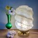 Vintage art deco globe table lamp in pale yellow Clichy glass