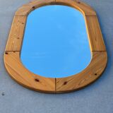 Oval Swedish mirror in pine, Scandinavian design from the 80s