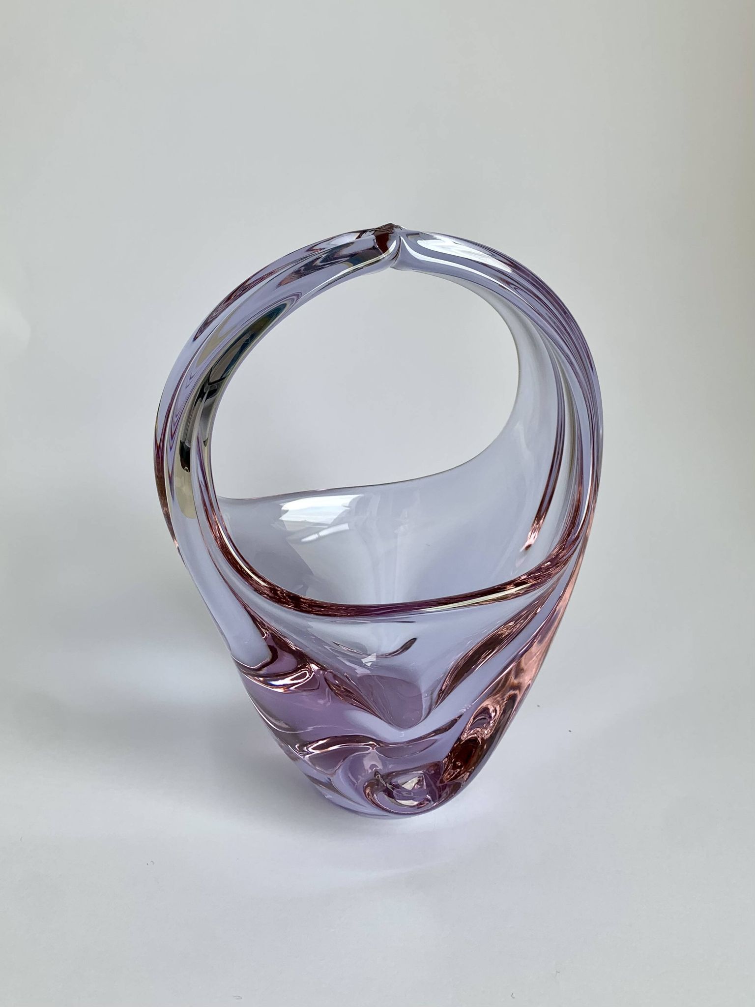 Vintage Art Glass Basket by Miroslav Klinger, 1960s