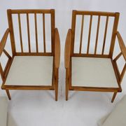 1970s pair of beech armchairs, czechoslovakia