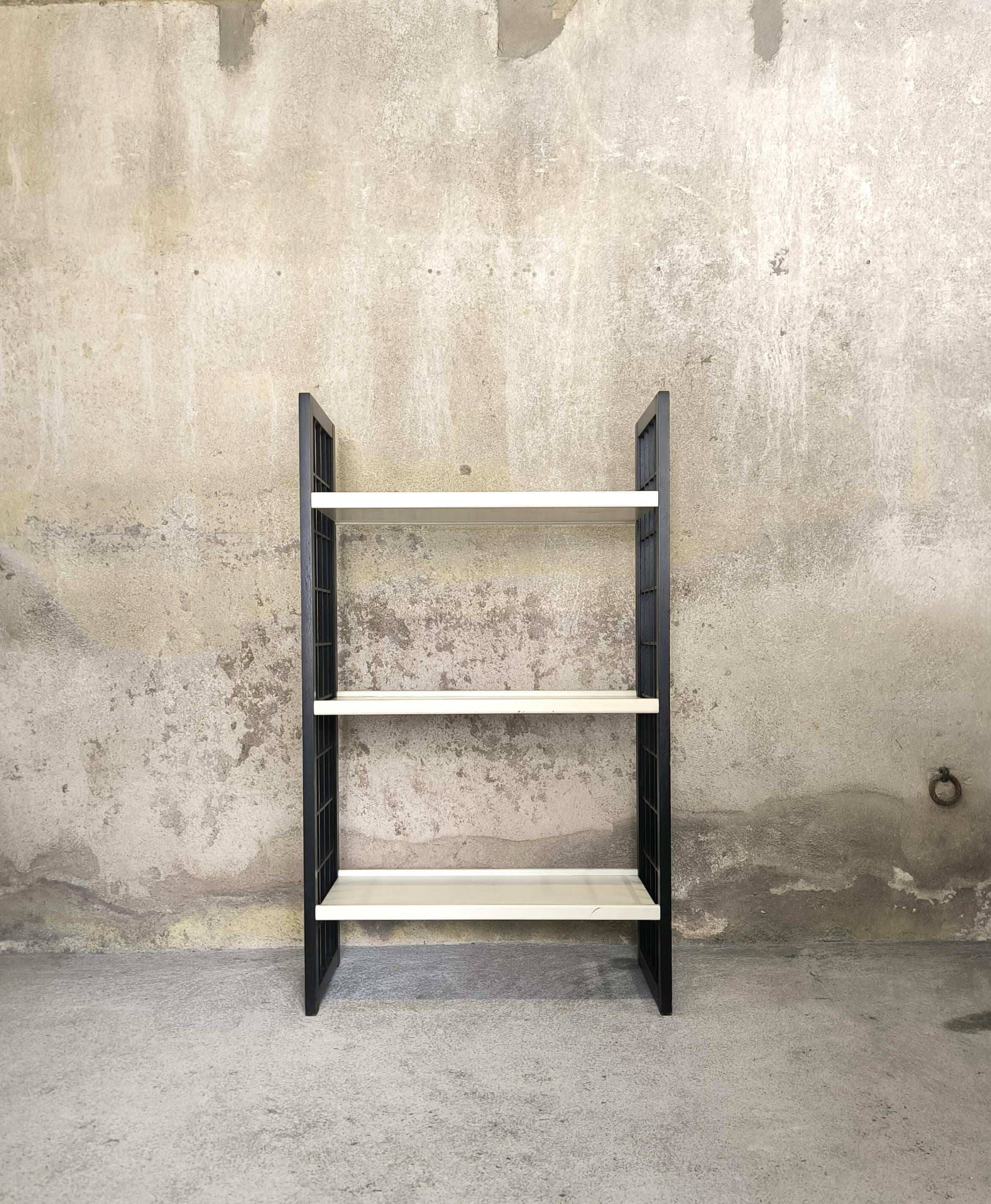 Vintage shelf in black and white wood