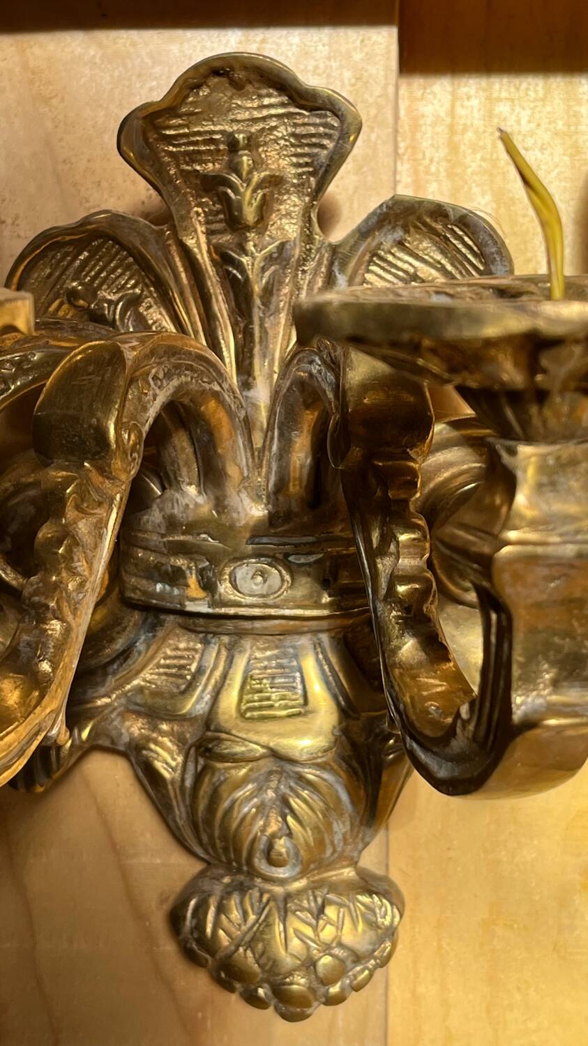 Pair of LXV style gilt bronze wall lights