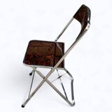 6 chaises pliantes en Plexiglas fumé et métal chrome Chaisor 1970