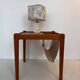 occasional table / magazine rack in teak and turbo-edged fabric