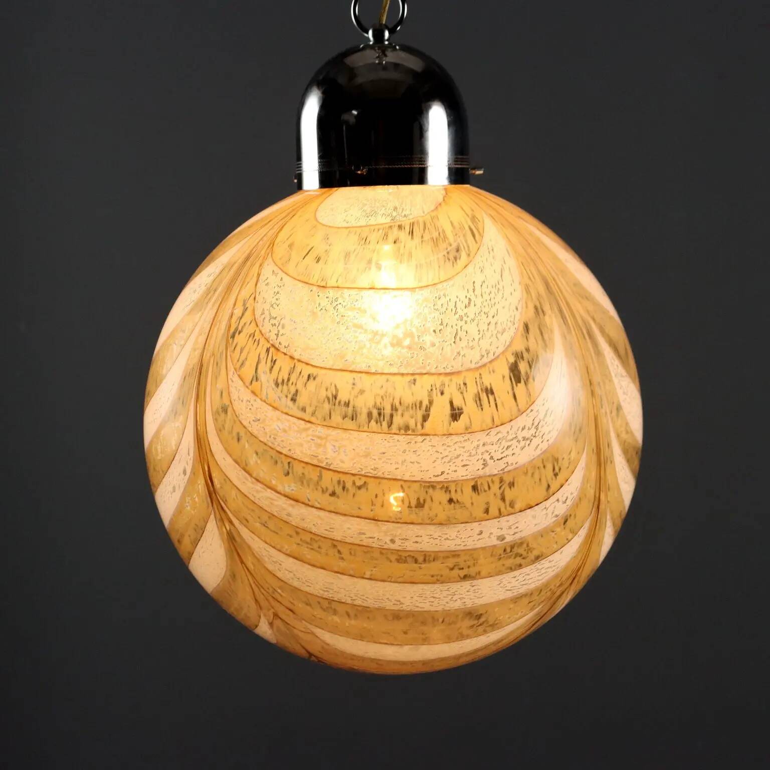 Vintage ceiling light in chrome metal and glass, design, Italy, 1960s
