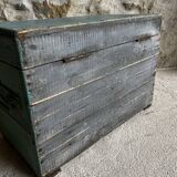 Patinated green wooden chest