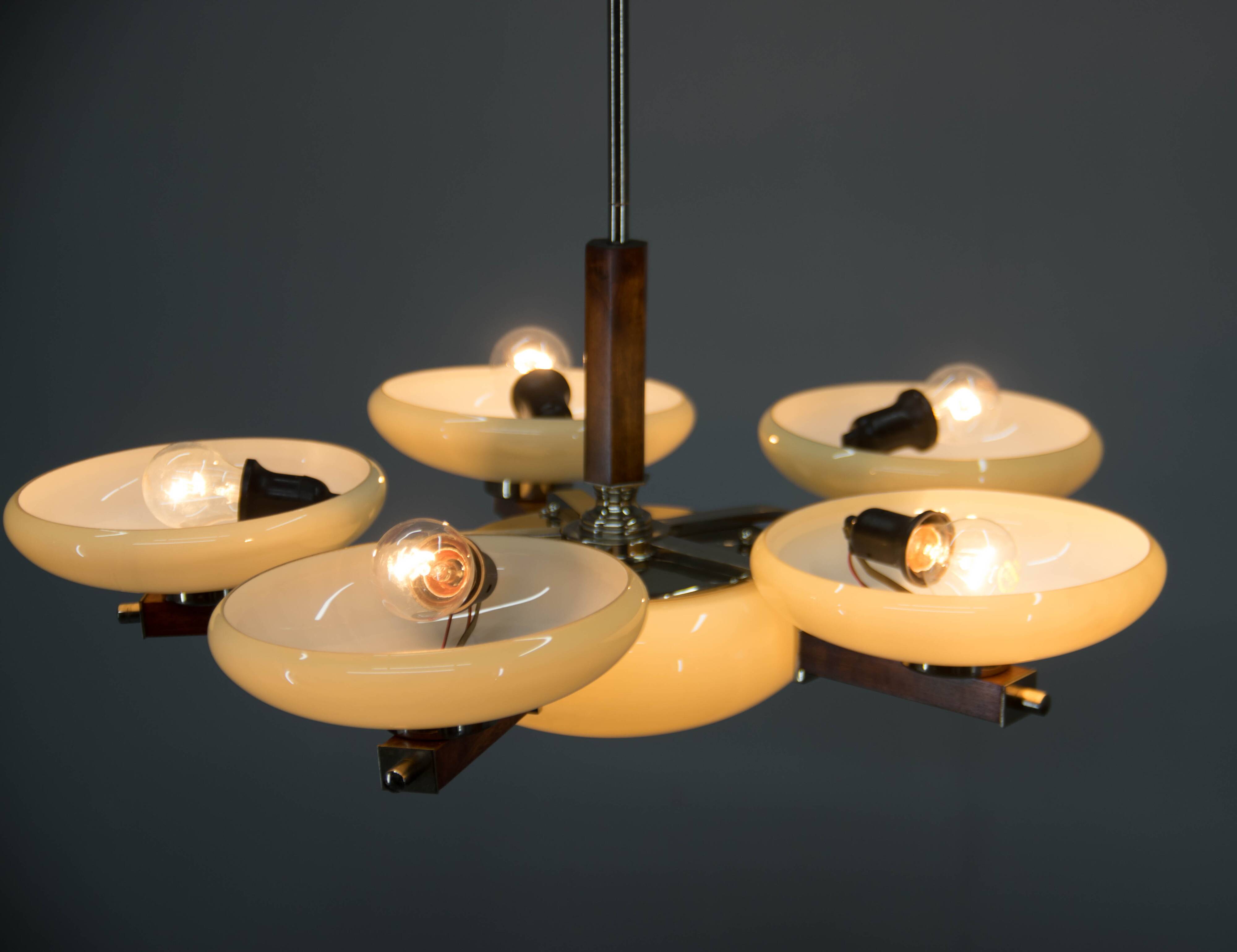 Large Art Deco Chandelier, Germany, 1930s, Restored