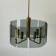 Grey glass chandelier with a brass body, 1960, Italy