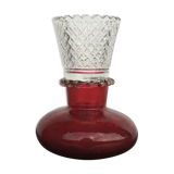 Red crystal collar vase with translucent collar