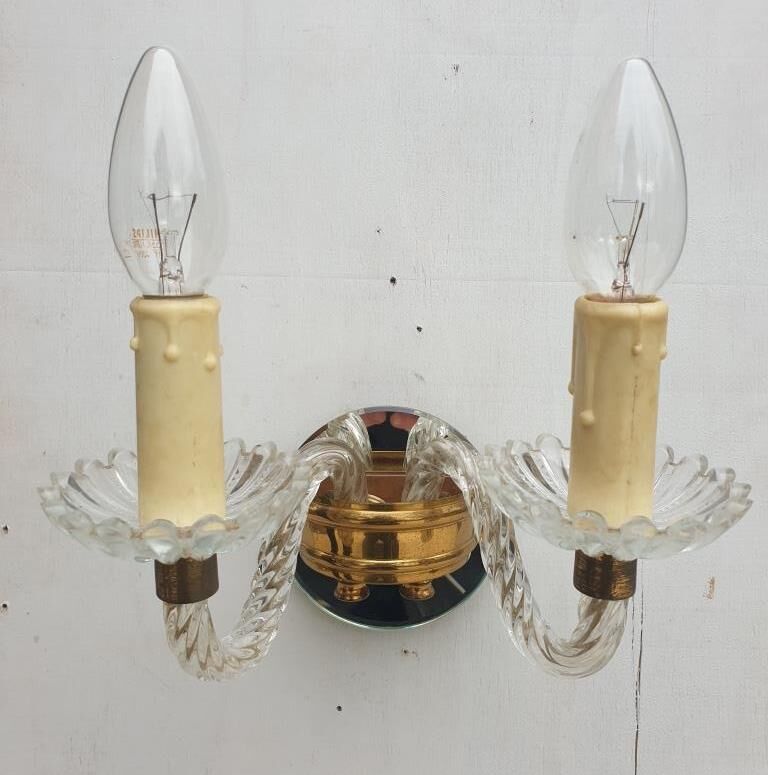 Applique 2 bras verre Murano vintage 1950