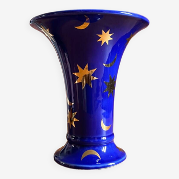 Vase bleu nuit et étoiles