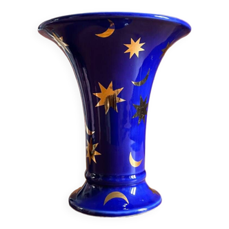 Vase bleu nuit et étoiles