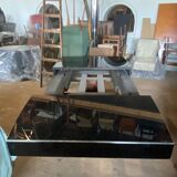 Black art deco extendable dining table made in 1930s czechia