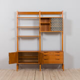 Rival 2 bay free standing teak wall unit with 3 cabinets and 3 shelves by Brodrene Jatogs Norway, Kj