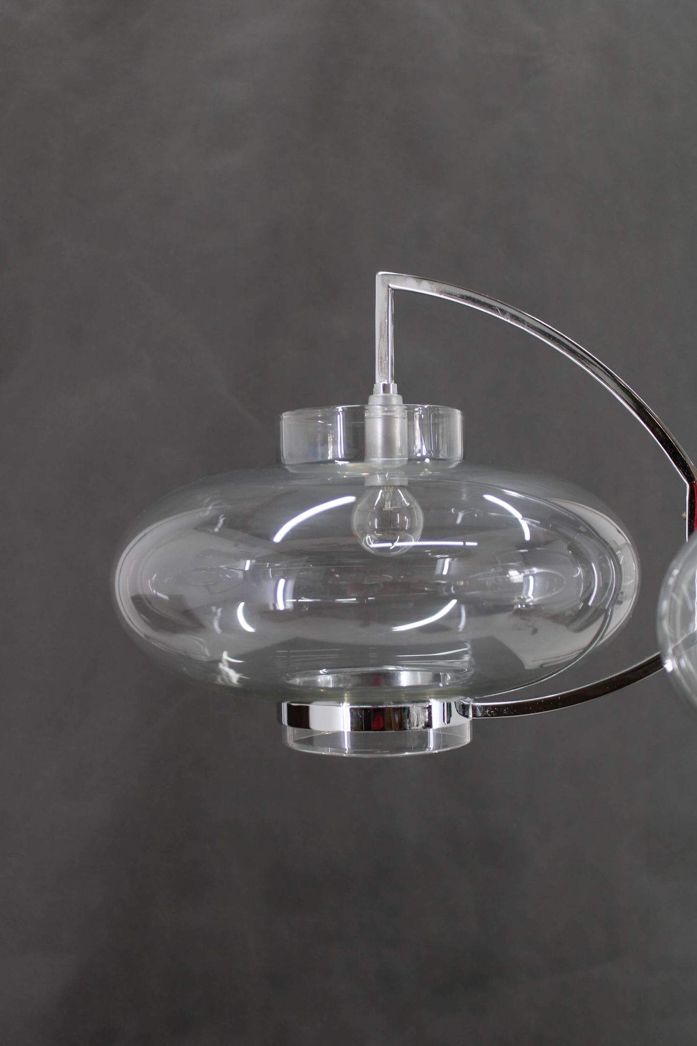 Lustre italien en verre et chrome des années 1970