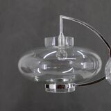 1970s Italian Chrome Plated and Glass Chandelier