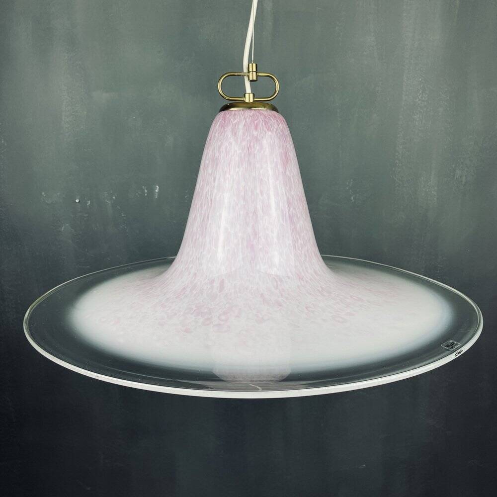Mid-century pink Murano glass pendant by Veluce, Italy, 1970s