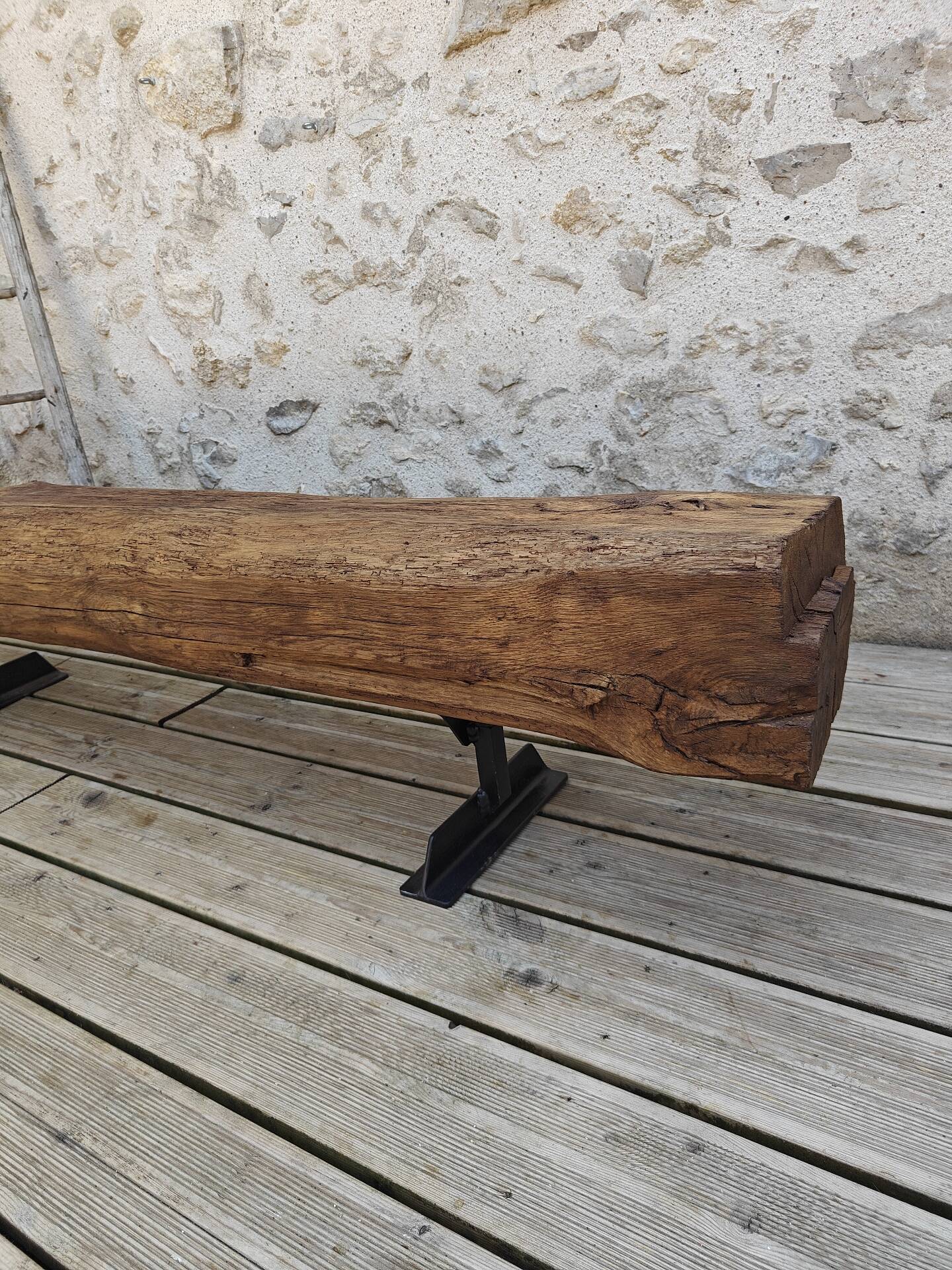 Brutalist oak bench