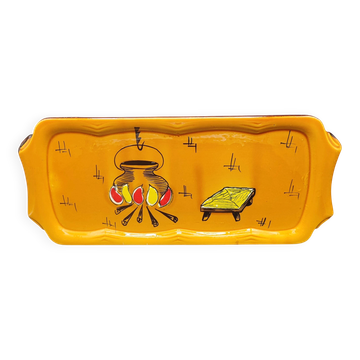 Plat à gâteau vintage en céramique Poët-Laval, années 60