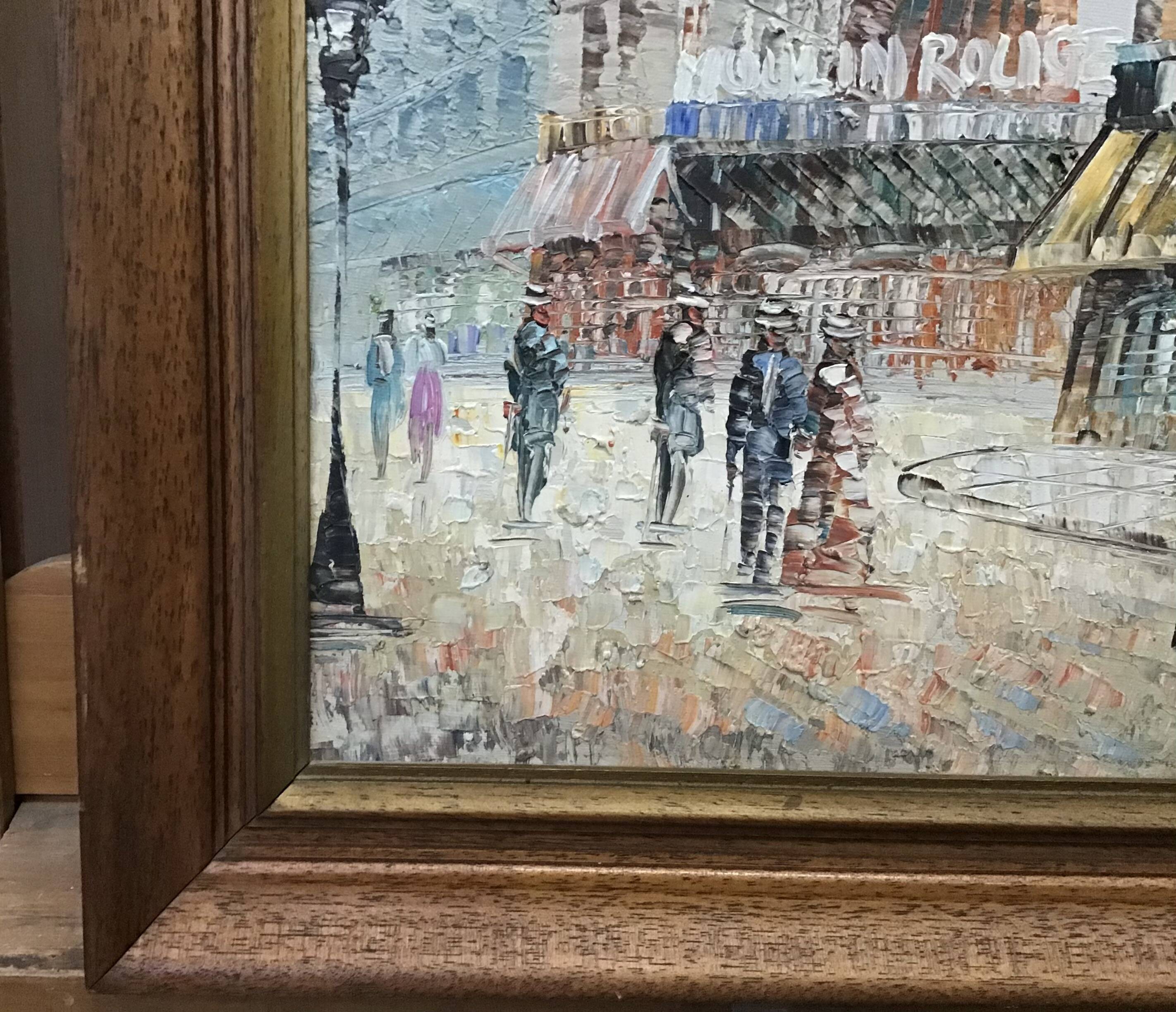 The Moulin Rouge seen from Boulevard Clichy Oil on canvas signed Burnett