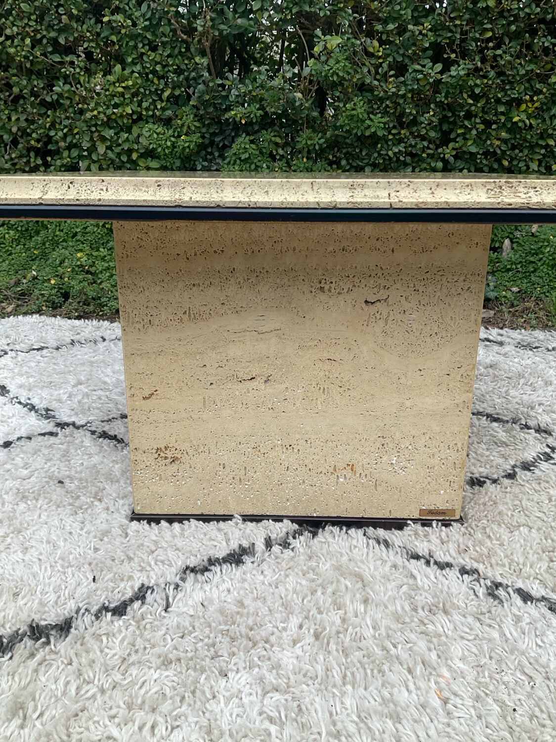 1970s Fedam travertine coffee table