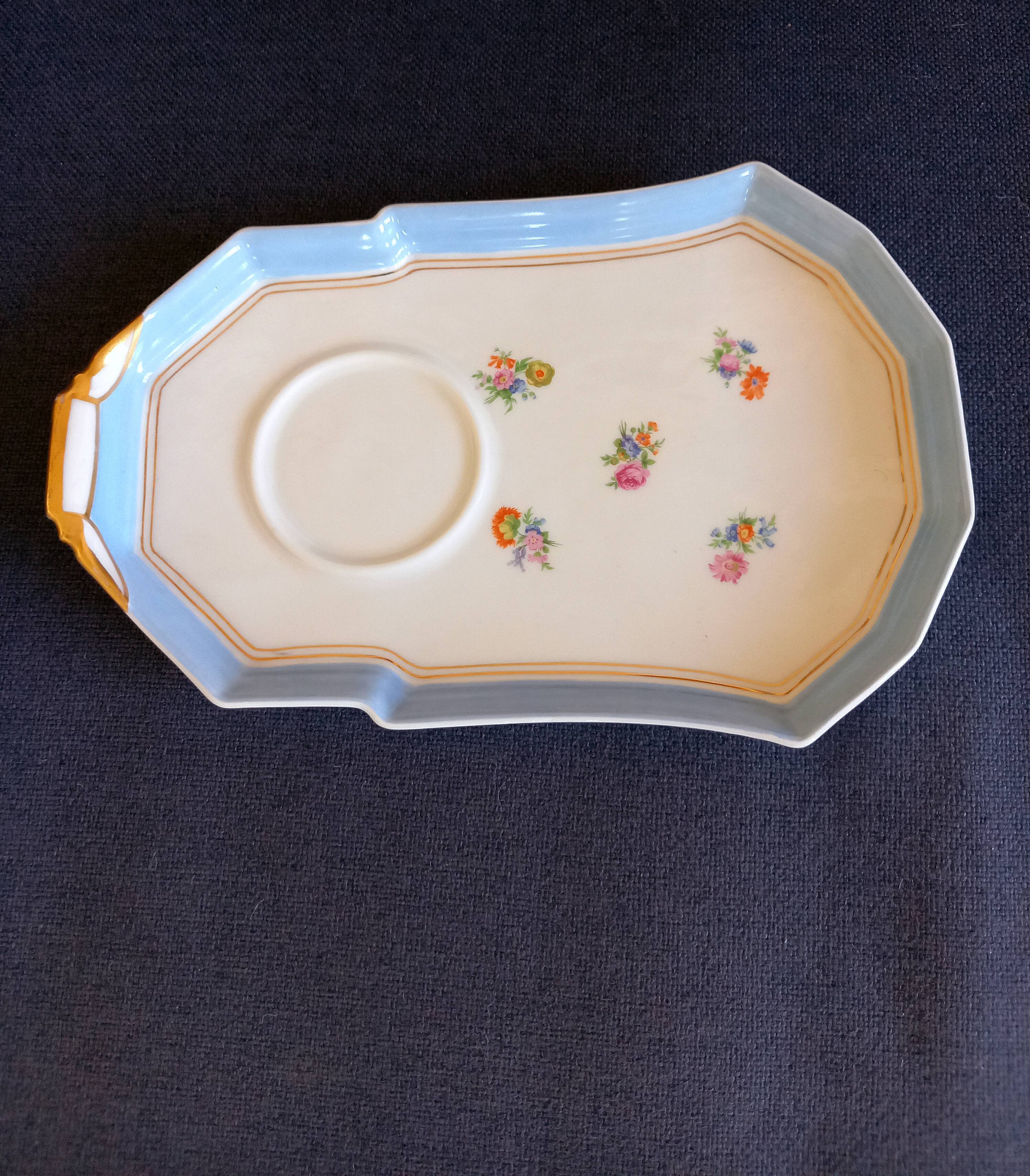 3 old saucers breakfast set porcelain limoges manufacture georges boyer xxth