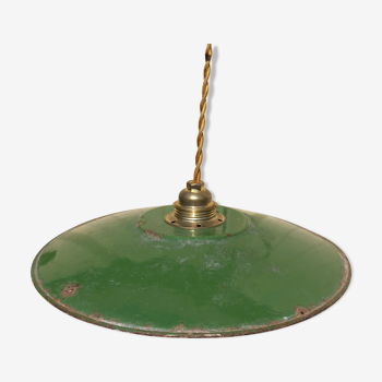 Suspension enamelled sheet cup 30 cm in green and white diameter
