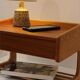 Scandinavian bedside table or wall console, oak and teak 1960