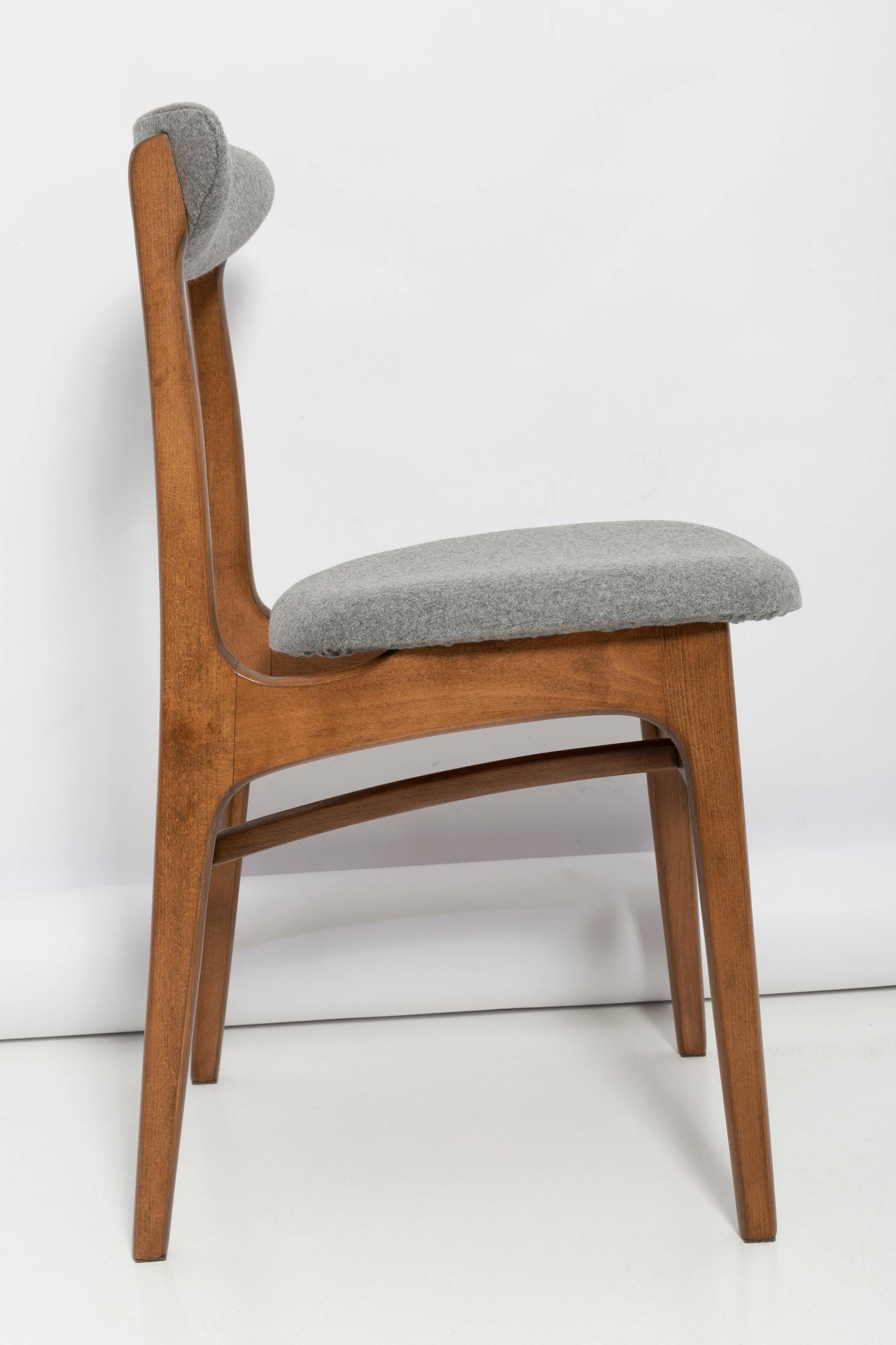 Grey wool chair in mid-century style designed by Rajmund Halas, Poland, 1960s.