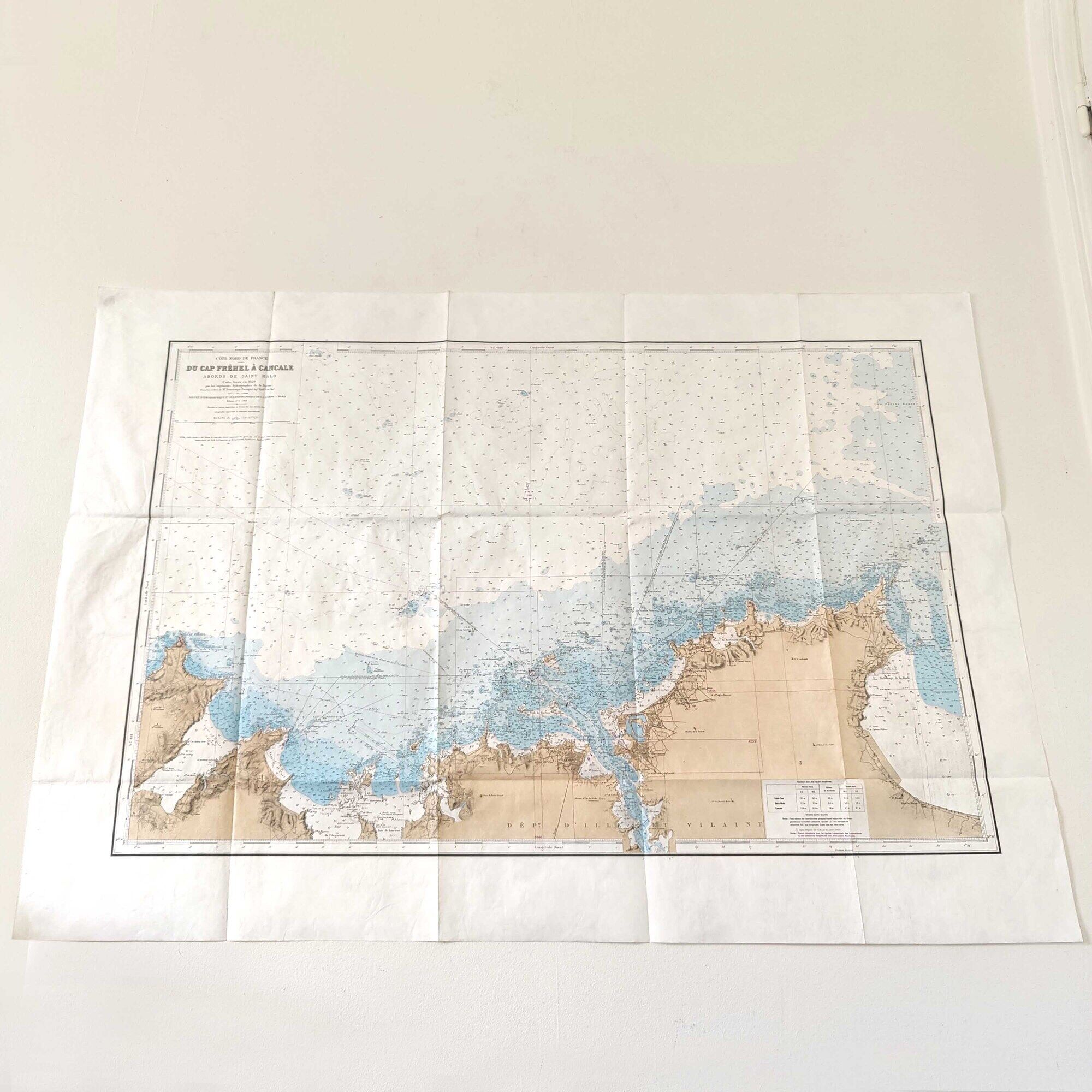Ancient map Brittany St Malo Dinard and its surroundings 105 x 75cm