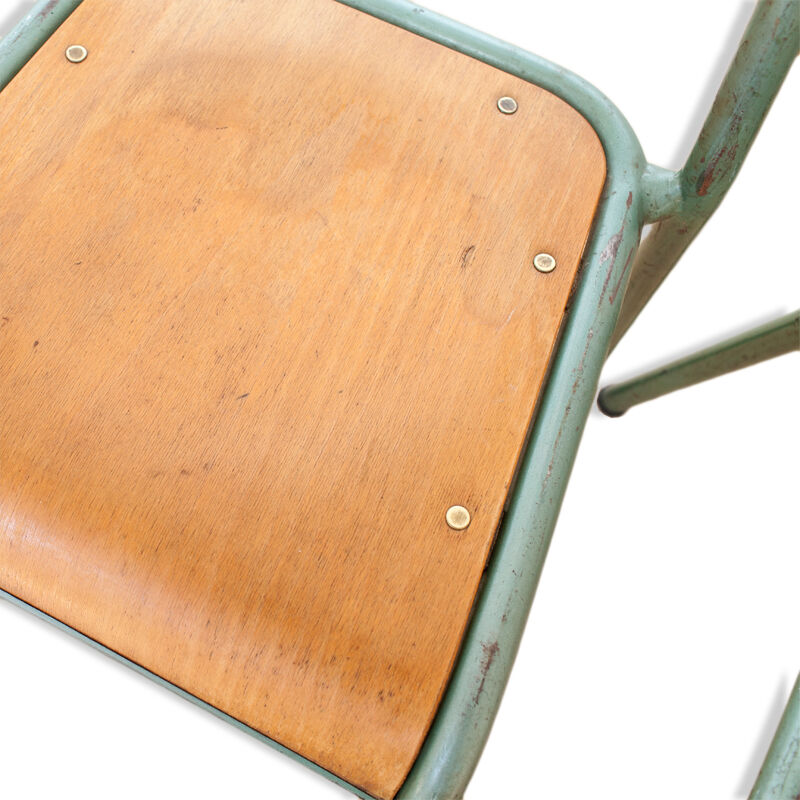 Pair of stella school chairs in wood and metal from the year 1960